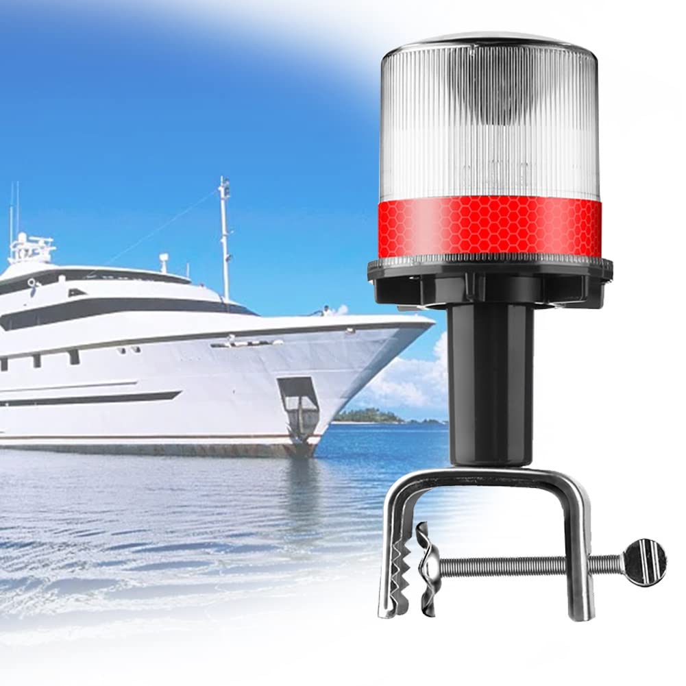 Luce Di Navigazione Solare LED IP65 Impermeabile Per Barche E Yacht – Montaggio Su Asta Fino A 6 Cm (Colore Bianco)
