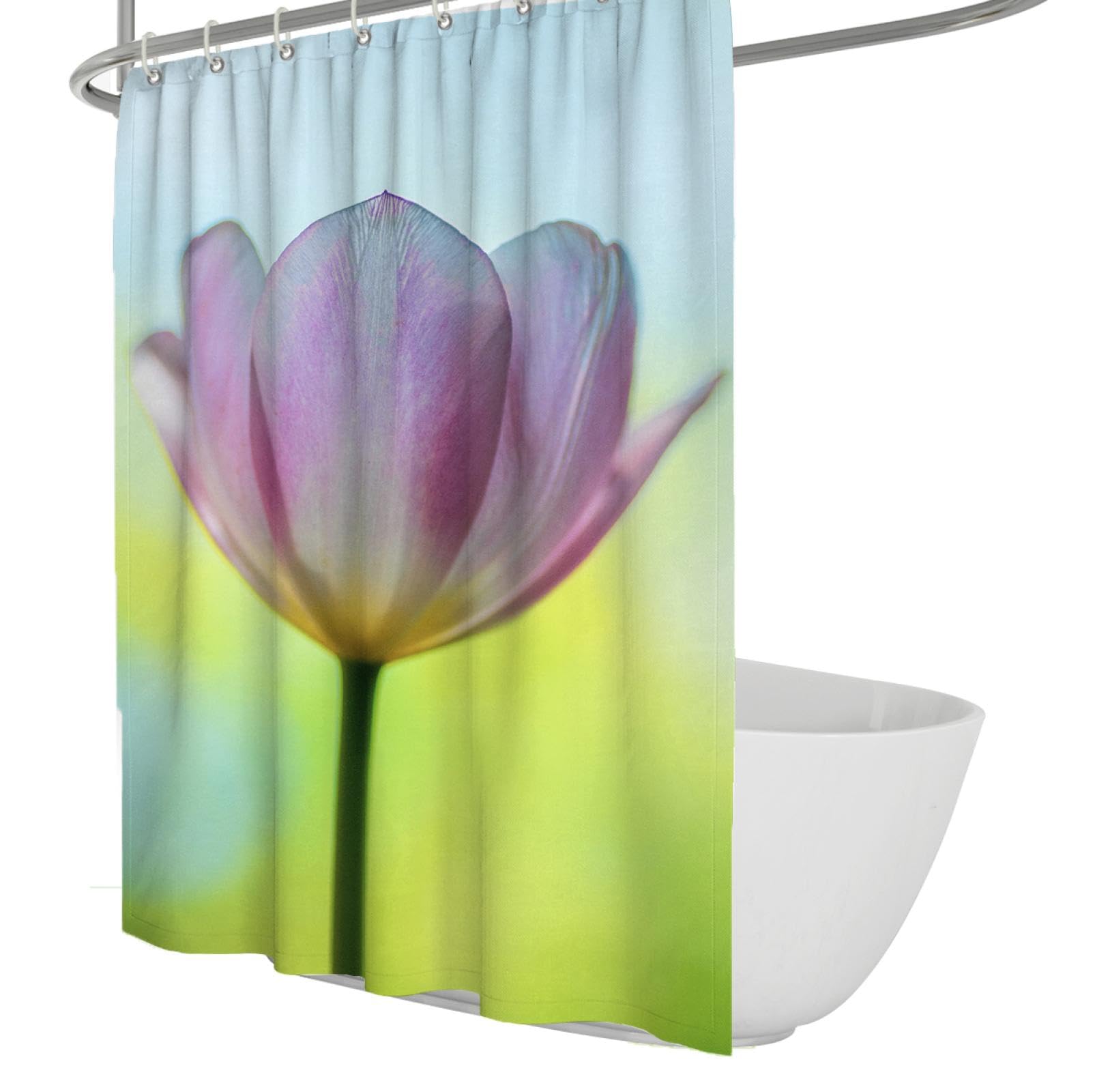 Kwiatowa zasłona prysznicowa zielony kwiat tulipan zasłony łazienkowe ochrona prywatności w stylu hotelowym zasłony prysznicowe zestaw 200 x 180 cm