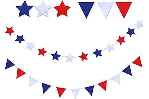 4th of July Garland 8.3 ft Red White Blue Pom Pom Garland...