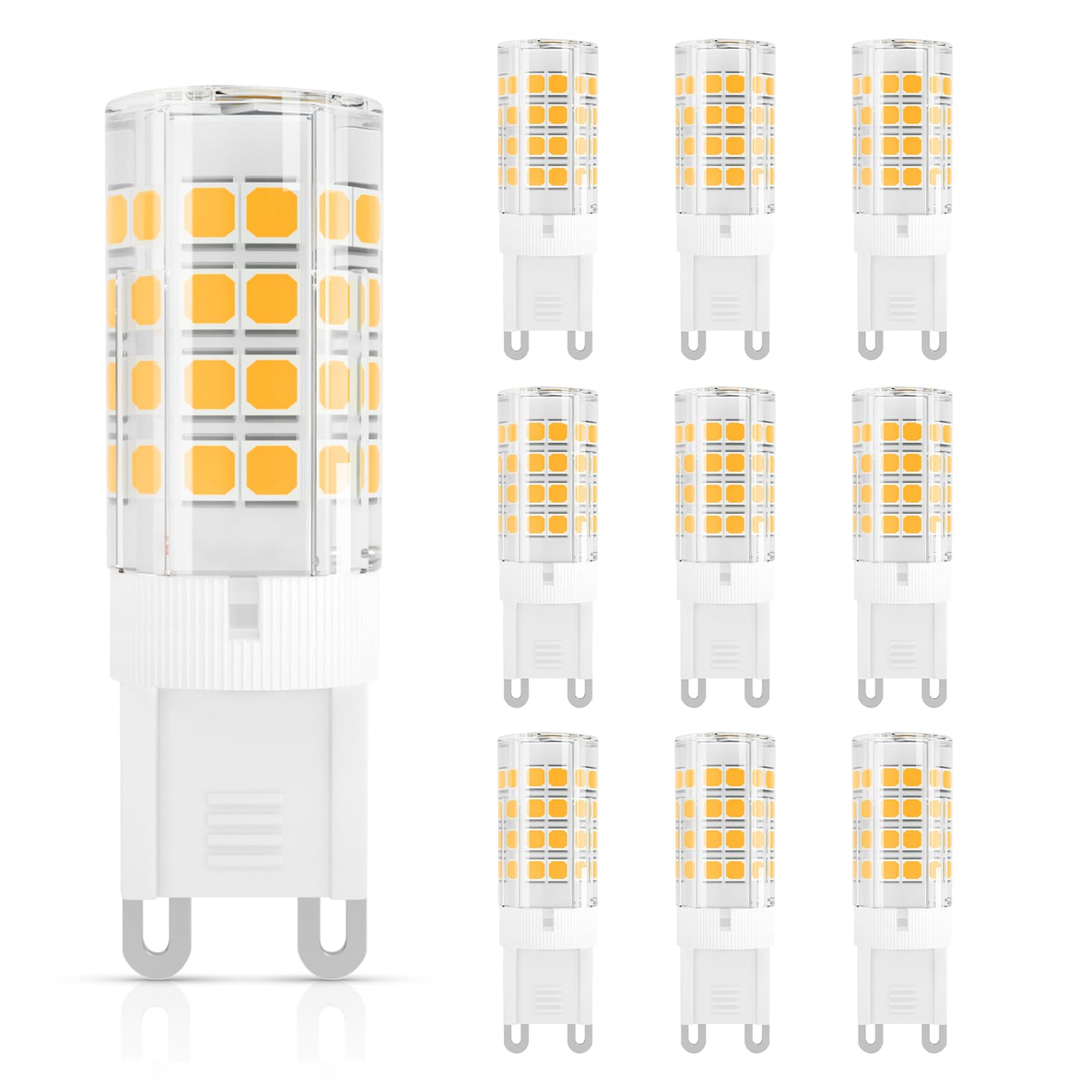 DiCUNO G9 LED Light Bulb 3W, 30-40W Halogen Equivalent, Warm White 2700K, Not Dimmable, 100-240V, 380LM, Energy Saving Light Bulbs, 10-Pack