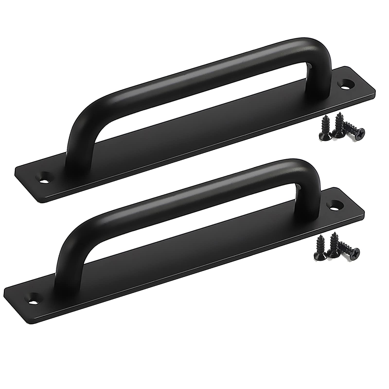 MXXQRHF 2 Pcs Aluminum Alloy Pull Push Door Handles, Black Sliding Barn Door Handles with Screws, 160mm Hole Distance for Barn, Closet & Cabinet Use
