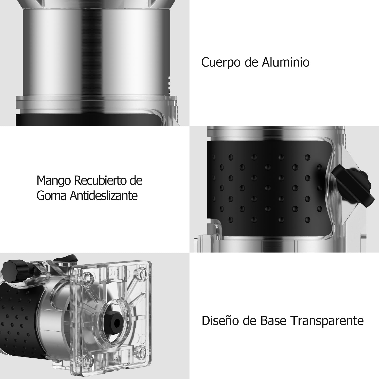 JiGiU Fresadora de Madera 800W Rebajadora Eléctrica 6.35mm(1/4 pulgada) 30000r/min con Función de Control de Velocidad para Ranurado Rectificadora con 15piezas Fresas