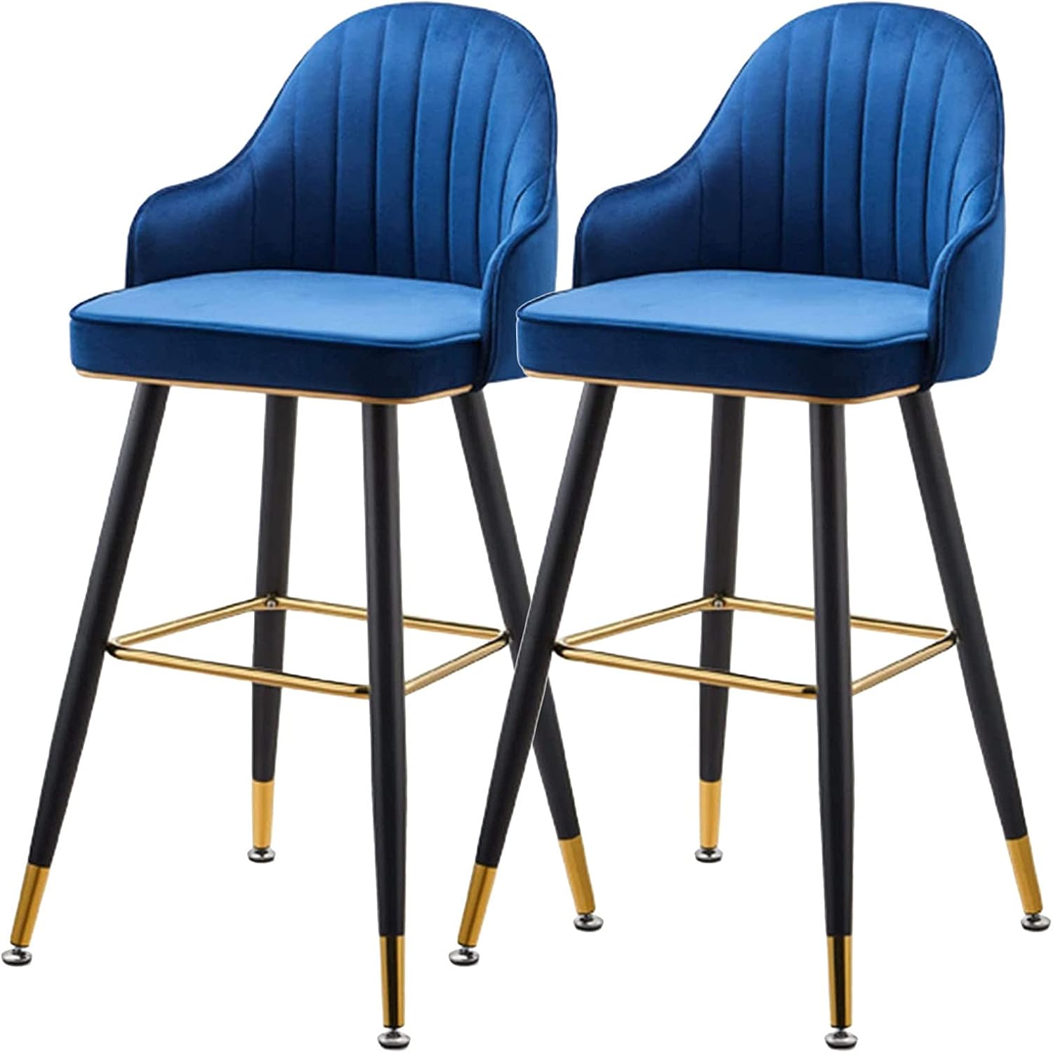 Bar Stool Chair Set of 2, 2 Piece Bar Stool with Backrest, Velvet Bar