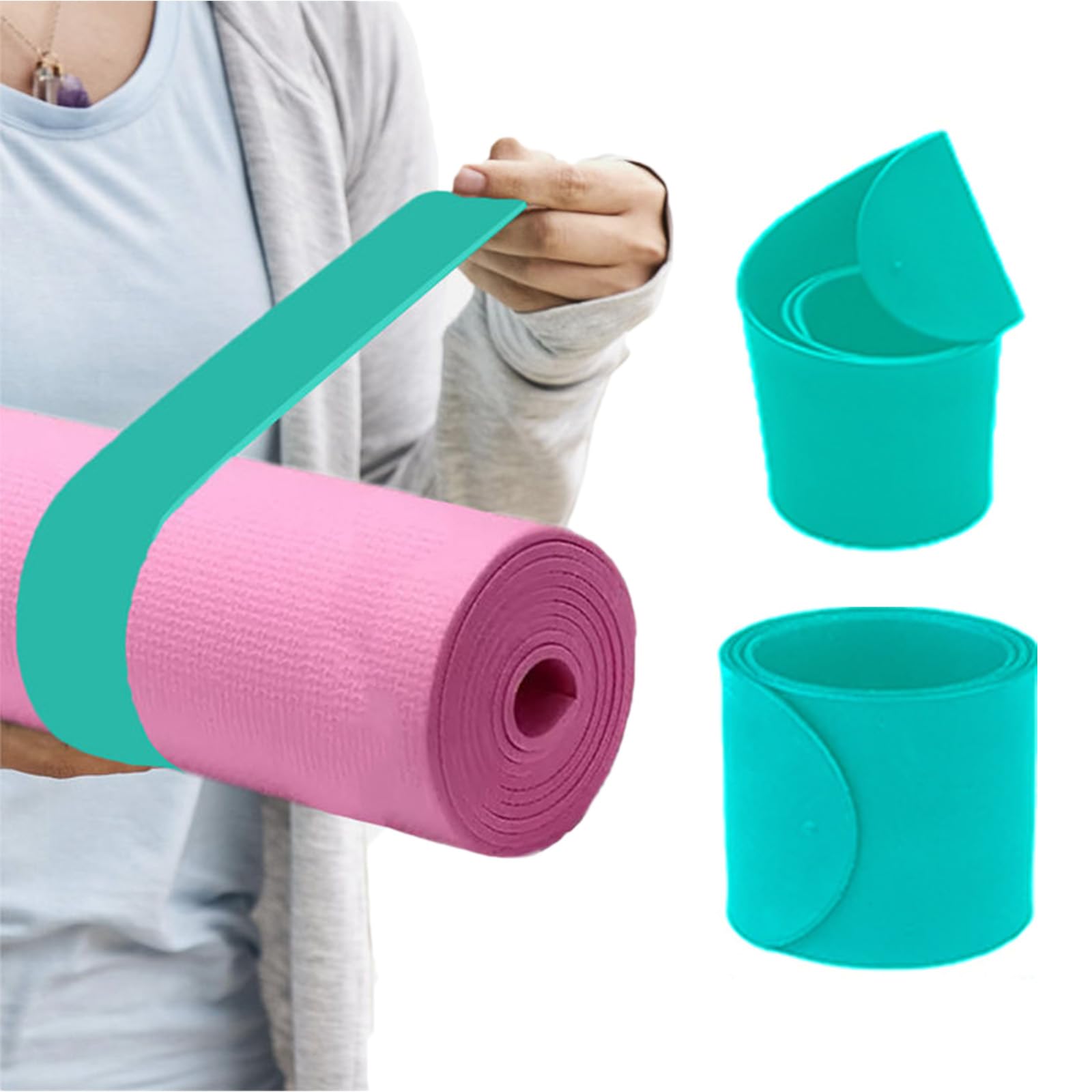 Risipu Yogamatten-Gurt-Schlagband, ein Druckknopf hält die Trainingsmatte fest gerollt und sicher, geeignet für die Aufbewahrung von Workout-Pilatesmatten