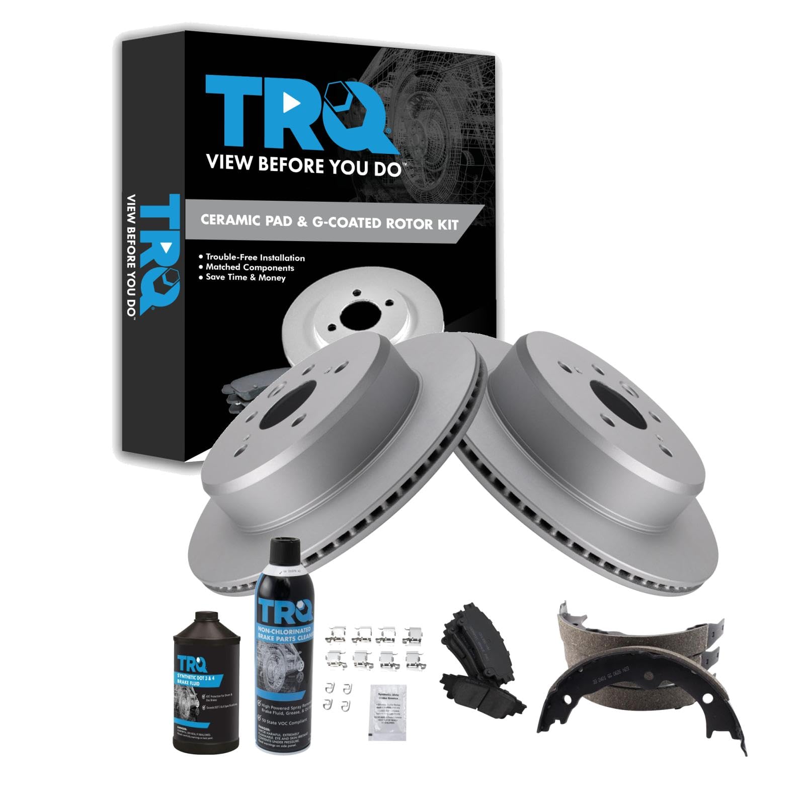 TRQ Rear Brake Pad &amp; Rotor Kit Compatible with 2013-2020 Lexus