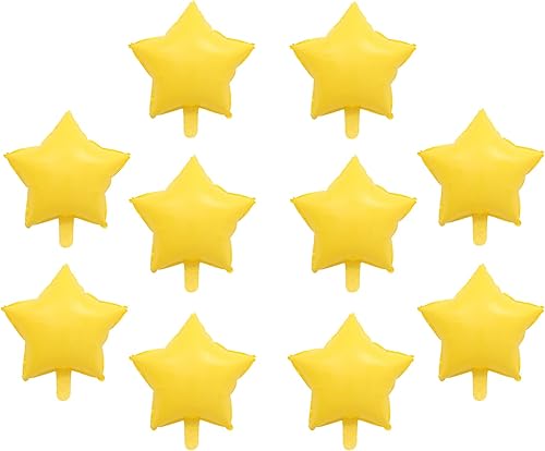 ZHENGYE 10 globos de aluminio amarillos en forma de estrella de 18 pulgadas para decoración de fiesta de cumpleaños
