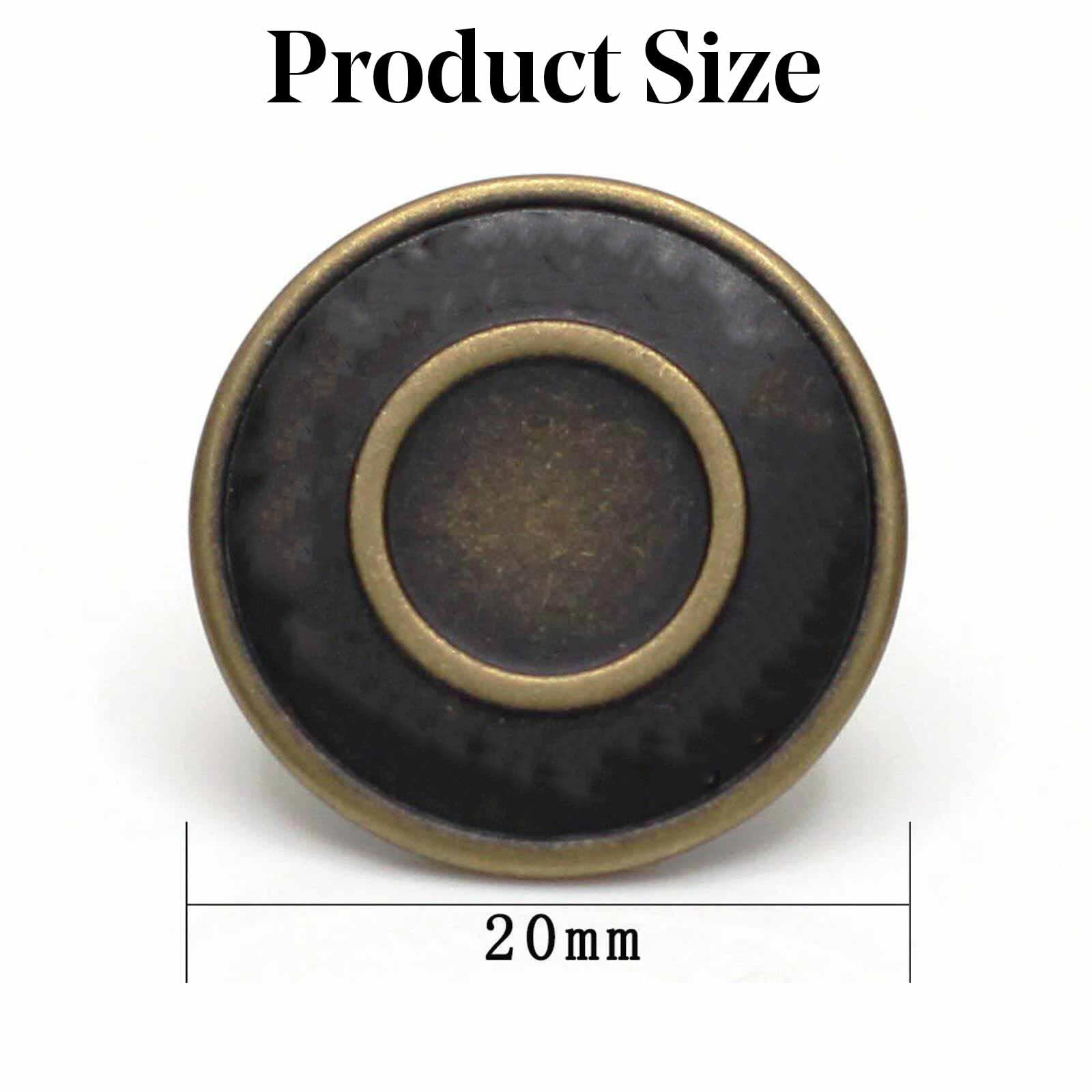 16mm Replacement Jean Tack Buttons No Sew Metal Buttons for Denims Jeans, Jackets,12 Sets (Bronze) - Image 2