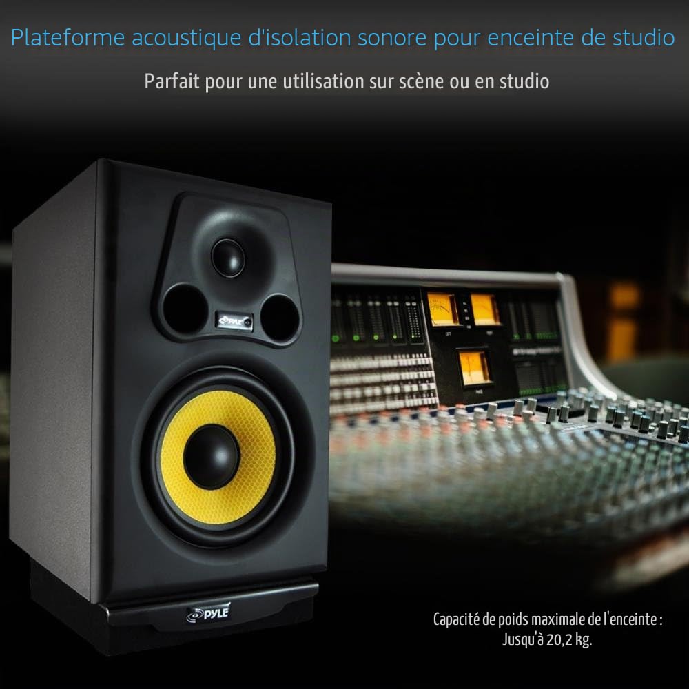 Pyle PSI04 Base de Haut-Parleur Acoustique avec Isolation phonique et Vibrations, 19,1 x 23,1 cm (Simple)