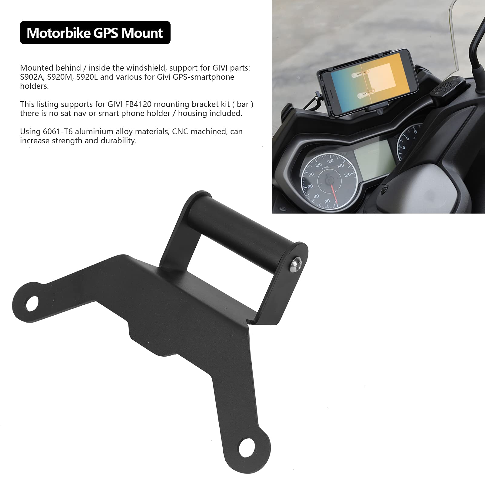 Tbest Staffa di Navigazione per Moto Sostituzione in Alluminio per XMAX 250 300 500 2018 2021 Supporti per Dispositivi Elettrici Powersports Supporti per Dispositivi Elettrici