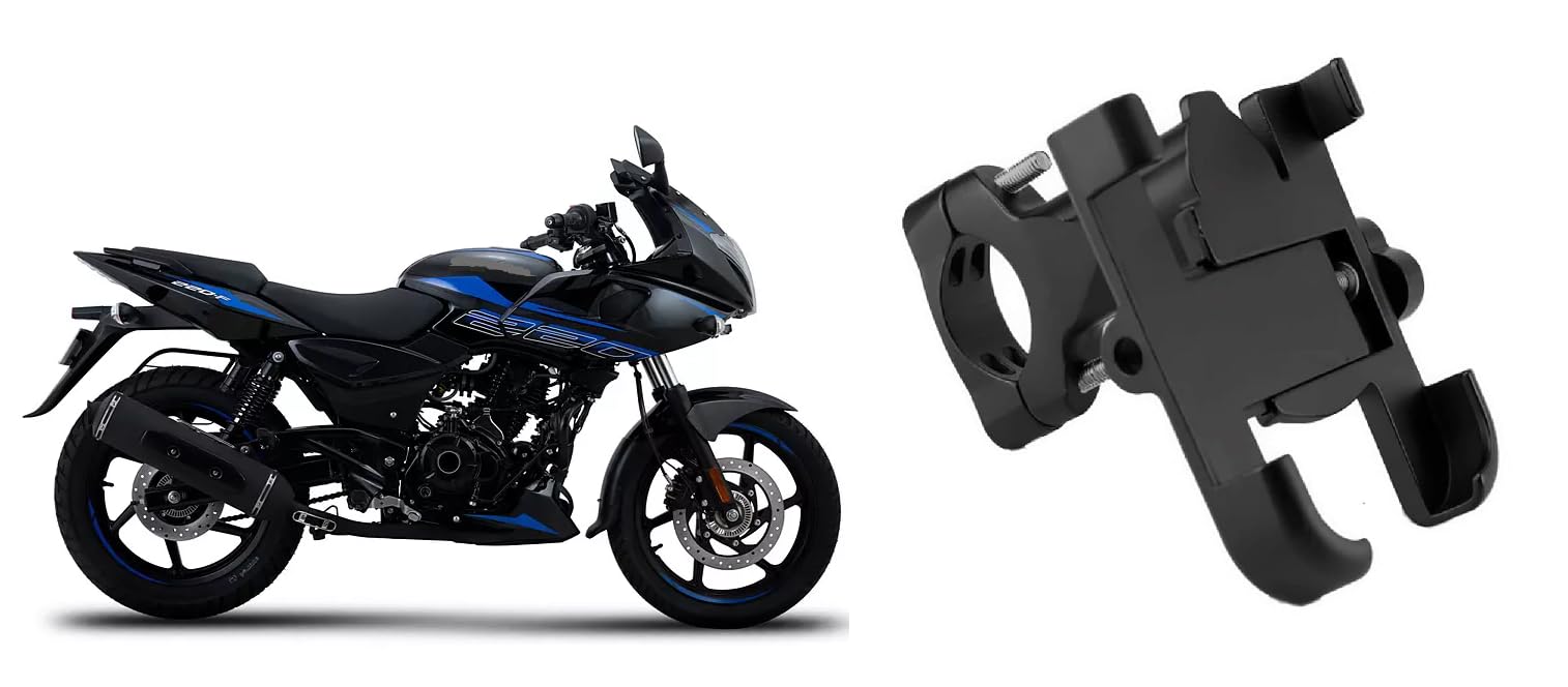 Bike Mobile Holder Metal (Aluminium Alloy) | 360° Rotation Handlebar Phone Mount | Anti-Vibration Clamp | Motorcycle & Cycle Mobile Stand Suitable for Bajaj Pulsar 220 F-picture-28