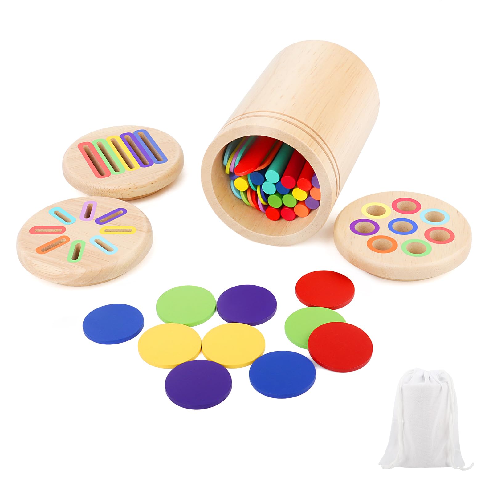 Montessori Wooden Toys 1 2 3 Years, Wooden Shape Sorting Games, Montessori Sensory Baby Toys 1-3 Years for Baby Boys Girls