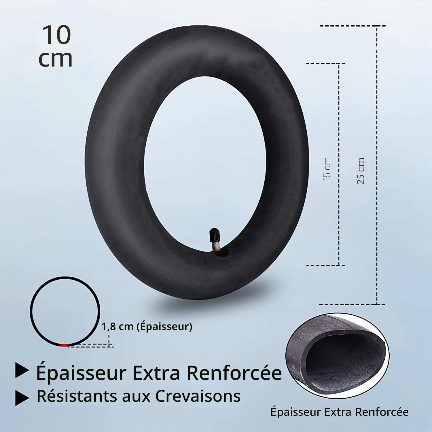 ANSENI Kit de Pneu 10 Pouces Wanda Compatible pour Xiaomi M365, Pro,Remplacement pour Scooter Électrique, Roue, Chambre à Air 10 Pouces, Viseurs et Adaptateur de Valve (Avec Support M365/M365Pro)