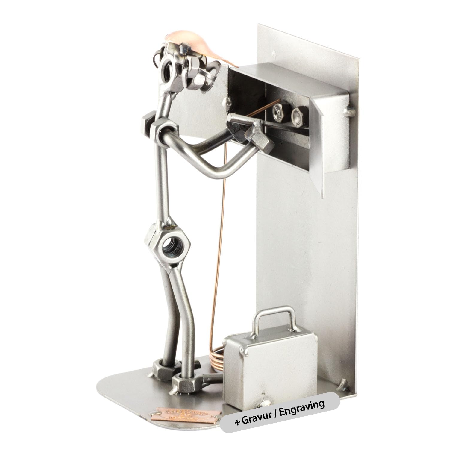 Steelman24 I Nuts and bolts sculpture Electrician With Personal Engraving I Handmade ornaments I I Metal figurine