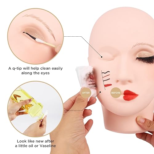 Miniatura 2 de Cabeza de maniquí para entrenamiento de prácticas de maquillaje extensiones de pestañas pinturas herramienta suave de LASHVIEW