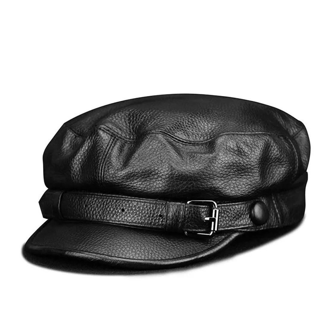 Sombrero retro de piel de vaca auténtica para hombre y mujer, estilo británico, gorra de periódico de grado superior, gorra de calle suave al tacto, marrón, 6 7/8/7