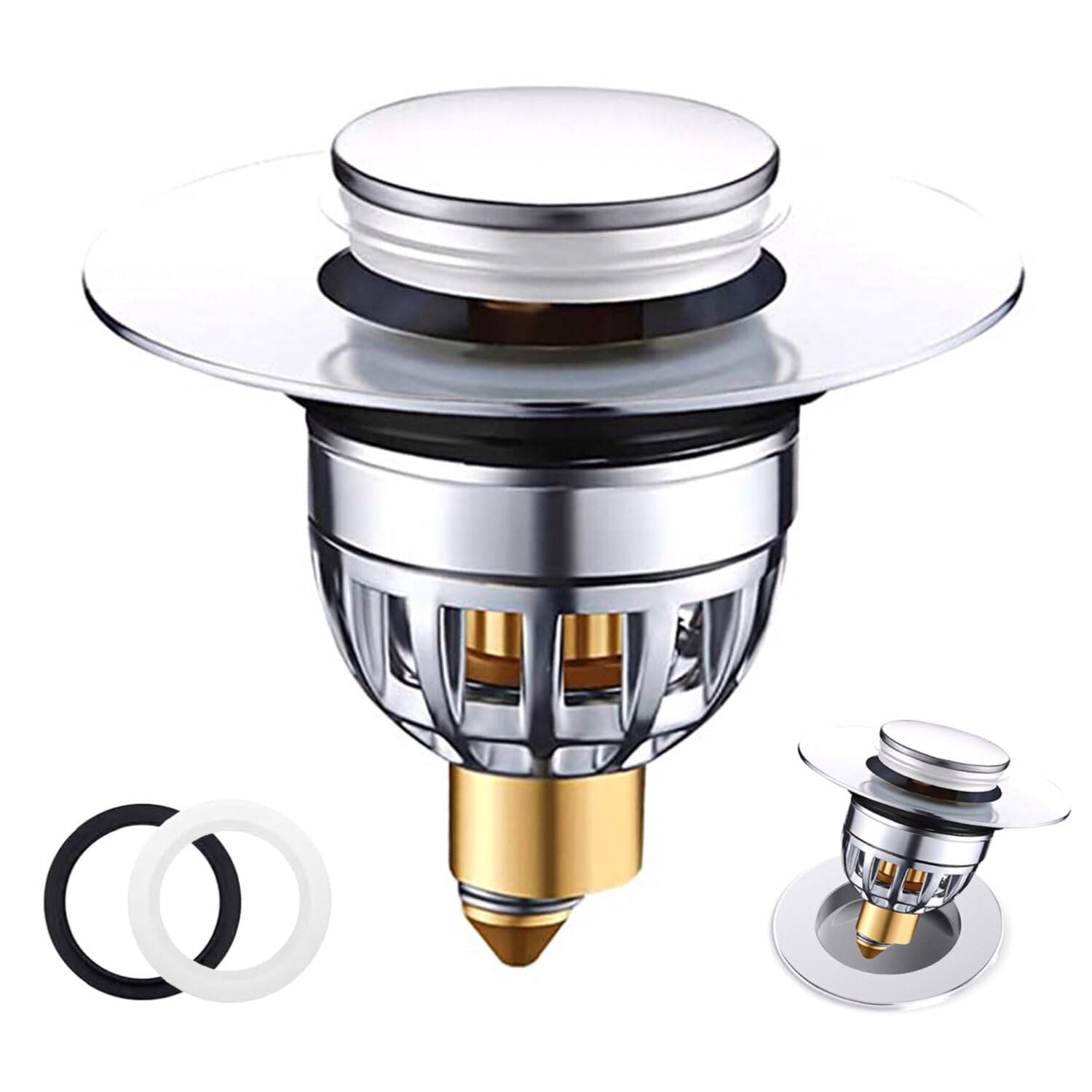 Sink Plug，Universal Bathroom Pop Up Wash Basin Plug Replacement Stainless Steel Strainer，pop up Sink Plugs ，Drain Stoppers，for Bath，Basin (35mm-42mm)