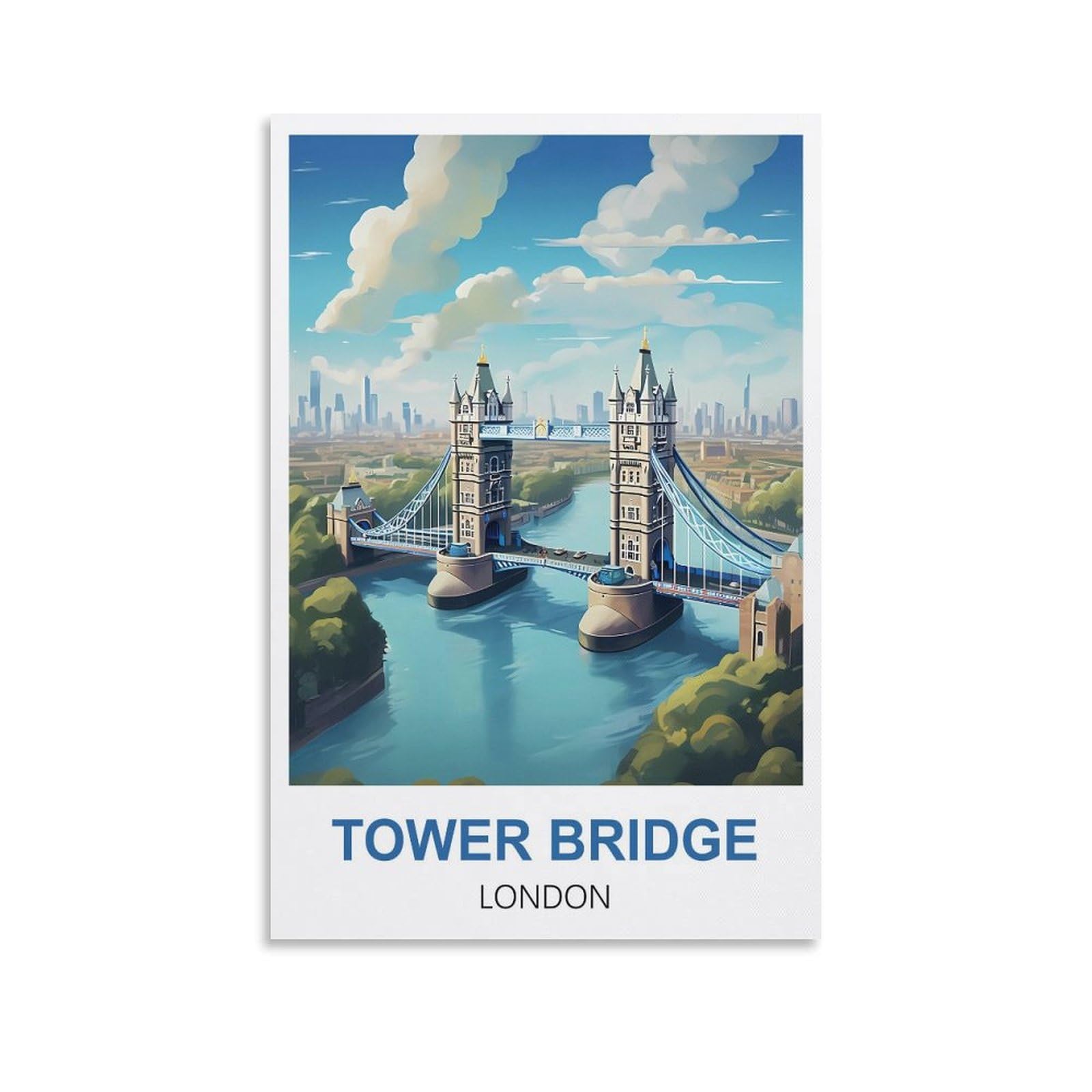 Hnrojico Unframe-Style Tower Bridge London Vintage Travel Posters 08X12inch(20X30cm) Canvas Wall Art Poster Prints