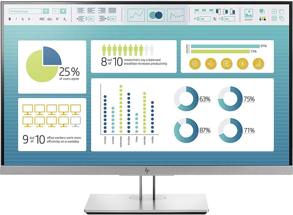 HP EliteDisplay 27-Inch Screen LED-Lit Monitor Black/Silver (1FH50A8#ABA)