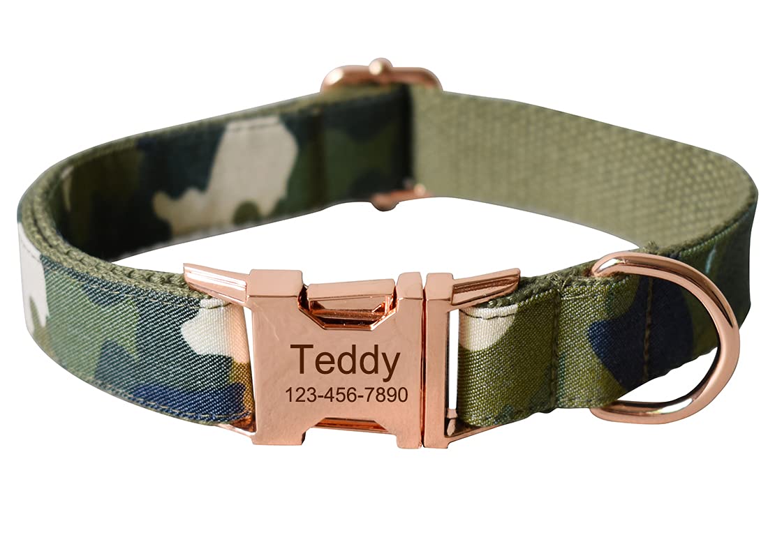 Personalized Dog Collars for Puppy Small Medium Large Pets with Engraved Name and Phone Number (S, Camo)