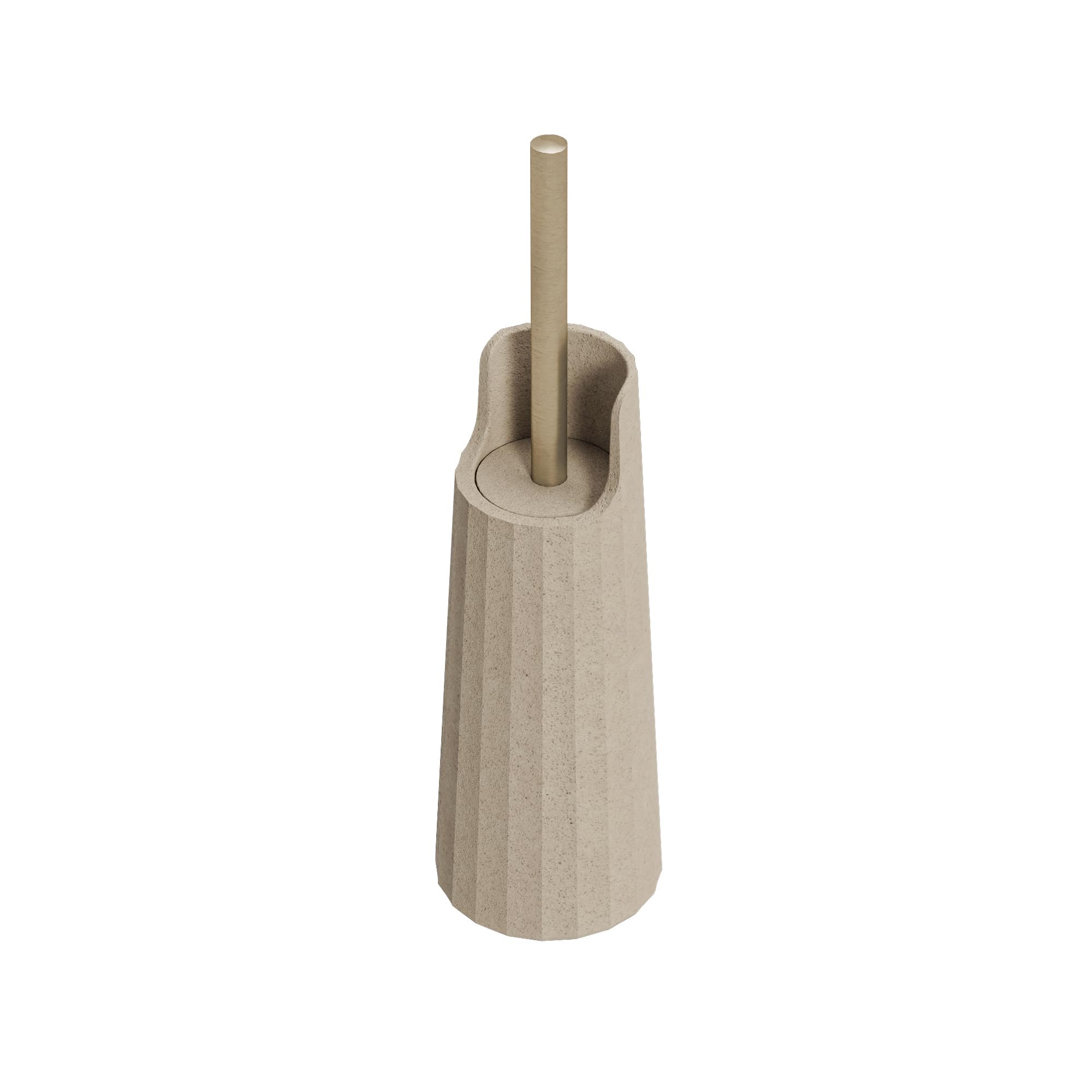 COSMIC Avenir Contemporary and Polygonal Design Toilet Brush Made of Recycled Plastic. Freestanding Toilet Brush Holder in Natural Sand Color.
