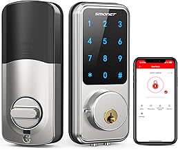 Smart Lock,SMONET Keyless Entry Door Lock,Remote Lock Unlock for Home Security,Easy Installation,Voice Control,Touchscreen Keypad Deadbolt,Code Bluetooth Electric Deadbolt for Hotel,Office