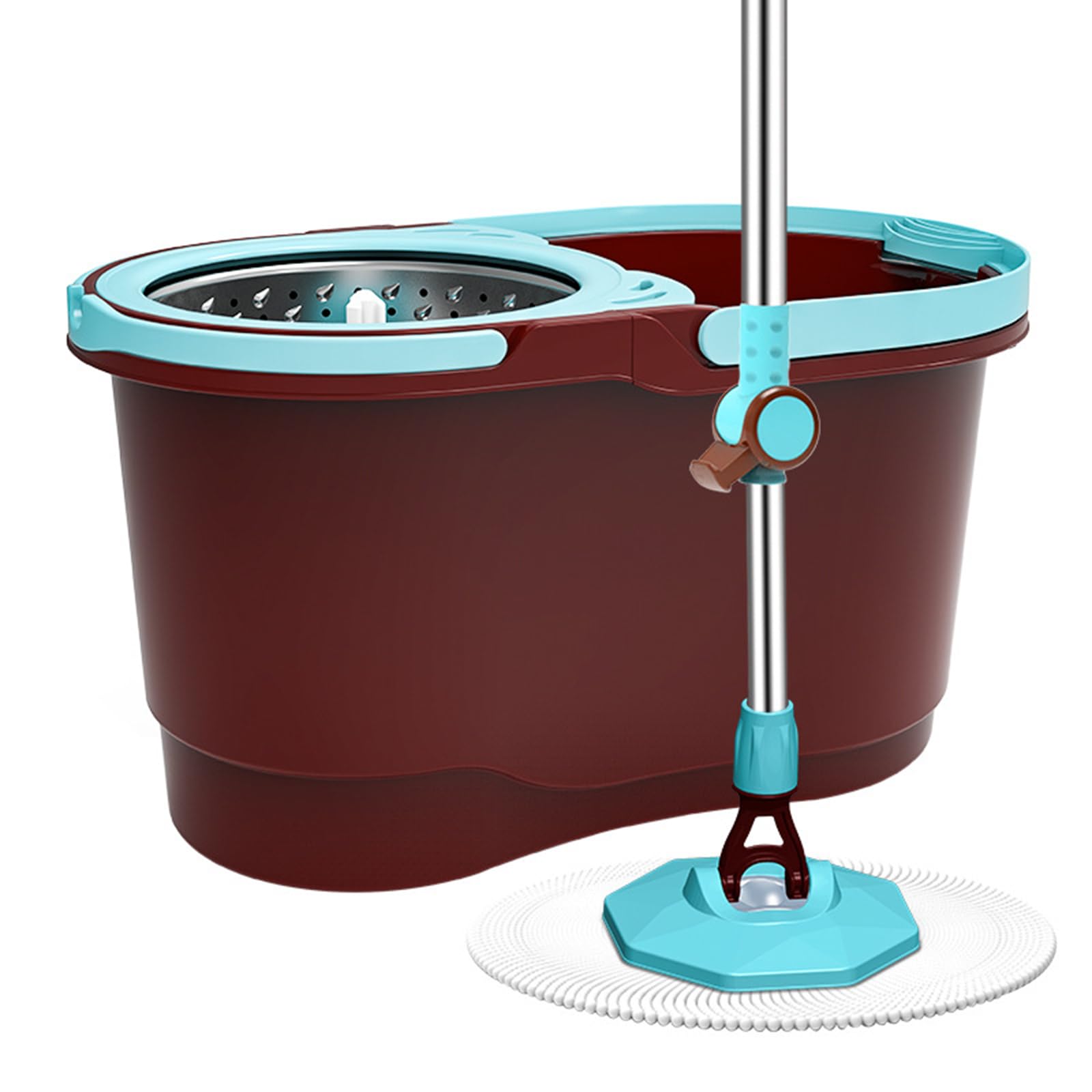 Juegos de fregonas giratorias y Cubos con recogedor y Cepillo a Juego con Mango telescópico para Suelos de Madera, laminados y baldosas - Combinación Verde, B