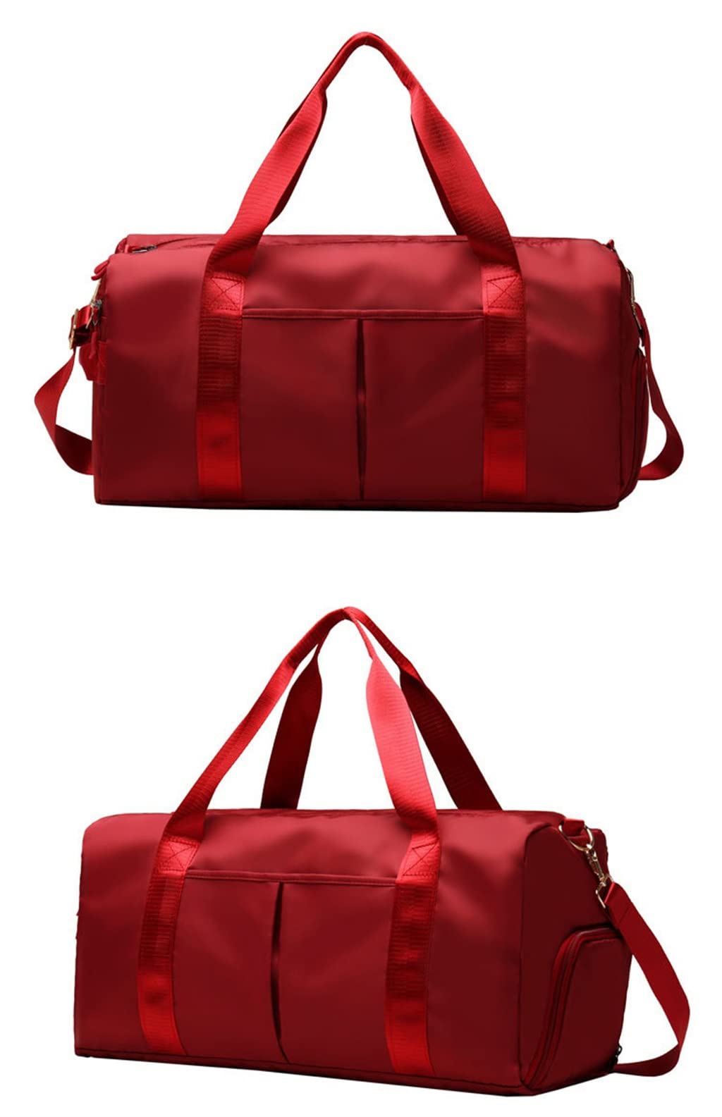 N/A Travel Handbag Outdoor Waterproof Nylon Sports Gym Bags Men Women Training Fitness Yoga Mat Sport Bag (Color : Red, Size : 24 * 22 * 46cm)