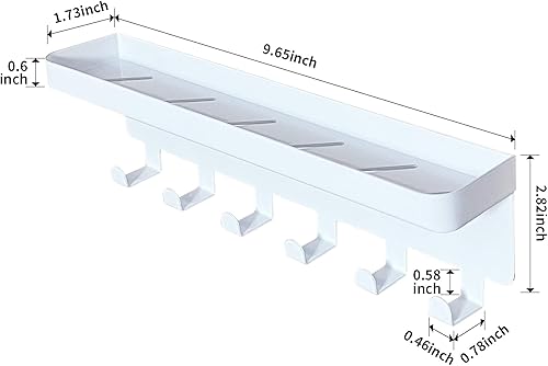 Miniatura 5 de GTK Soporte para llaves de pared, ganchos para llaves con bandeja y 6 ganchos, soporte para llaves montado en la pared para pasillo, estante para