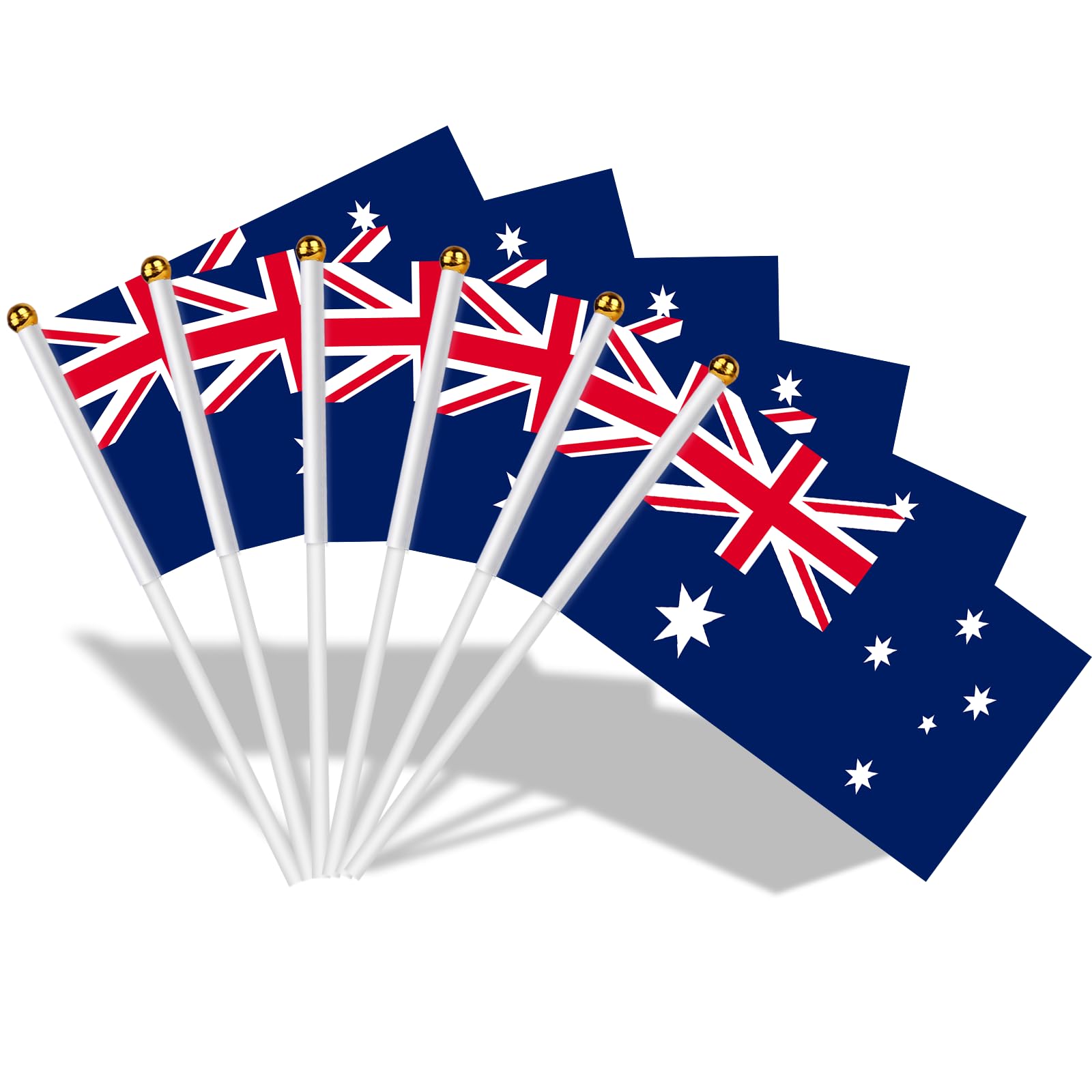AhfuLife 30pcs Australia Flags on Sticks for Party Decorations, 14 x 21cm Hand Held Australian Small Flags with 30cm White Pole for National Day Sports Event Garden Street Indoor Outdoor Decorations — image 1