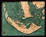 Sanibel Island, Florida 3-D Nautical Wood Chart, 24.5' x 31'