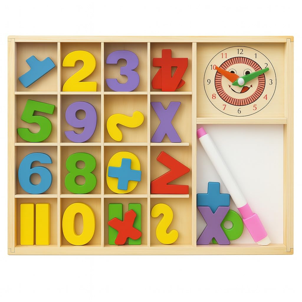 SWHF Wooden Educational Number Blocks Toy Set for Kids – Includes