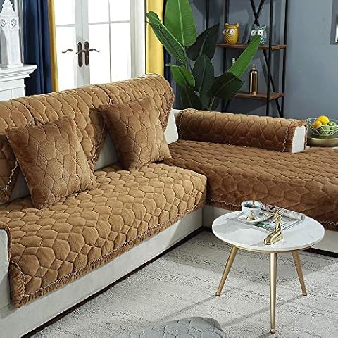 Suuki beautiful couch cover throw,sofa towel,Winter Patio plush sofa covers, thick Kitchen corner couch slipcover, L shape Sofa shield, fireplace Chaise longue/settee covers-coffee_90*240cm Cover