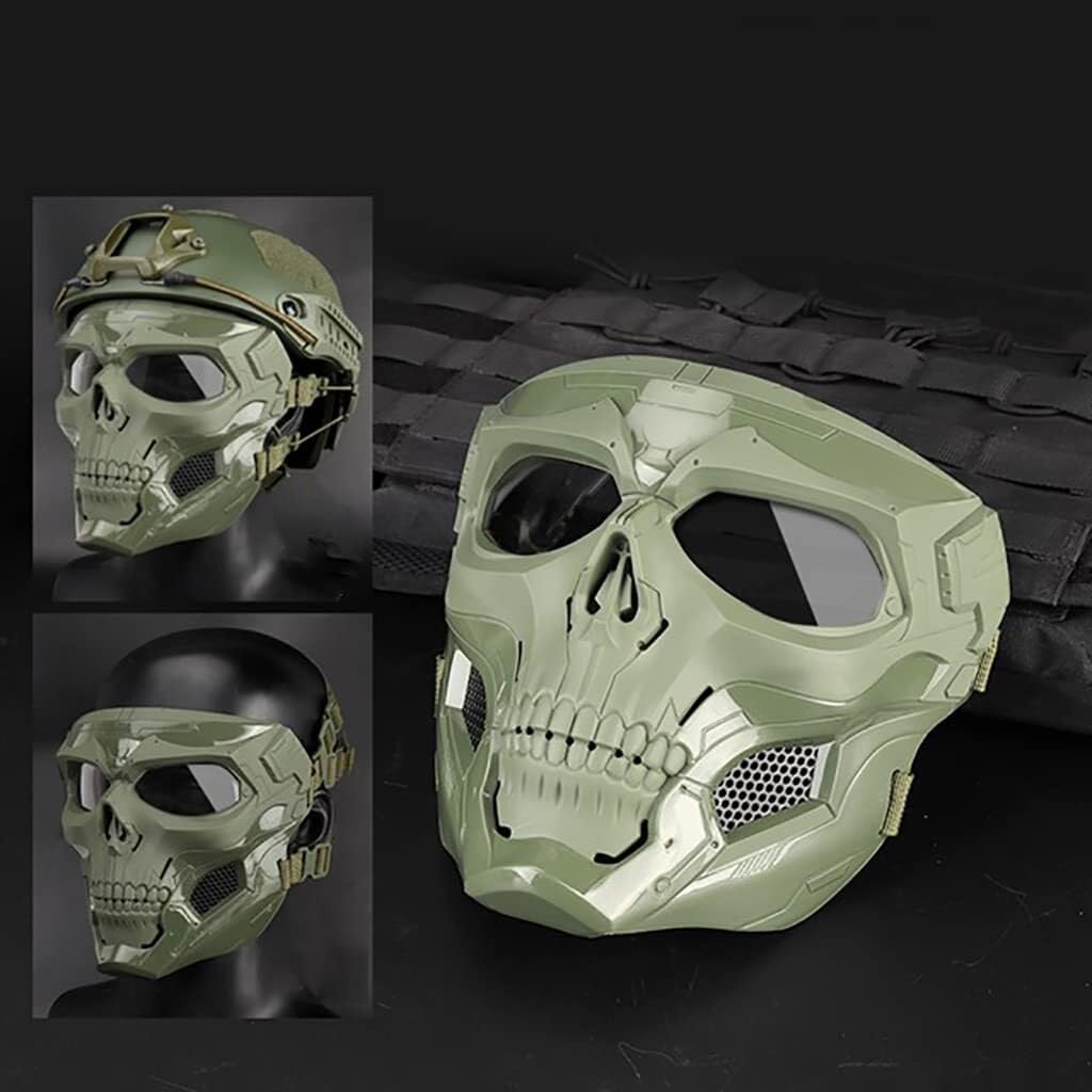 TS TAC-SKY Máscara De Paintball De Modo Dual Ajustable For Juegos De CS Al Aire Libre, Cosplay, Airsoft, Máscara Facial Completa con Gafas, Equipo Táctico(Green)