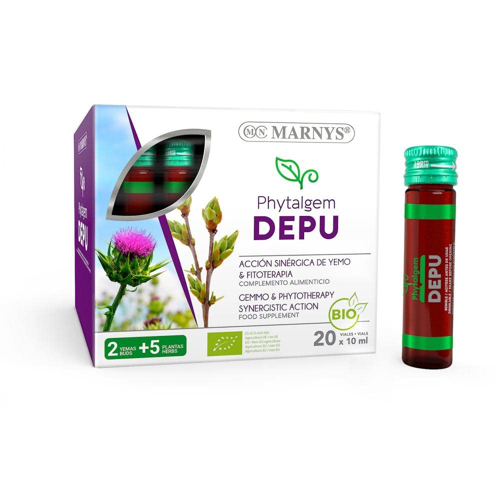 Marnys Phytalgem DEPU - Elimina toxinas - Bienestar Digestivo y Renal - sabor a Piña - 20 cómodos viales bebibles 361 g