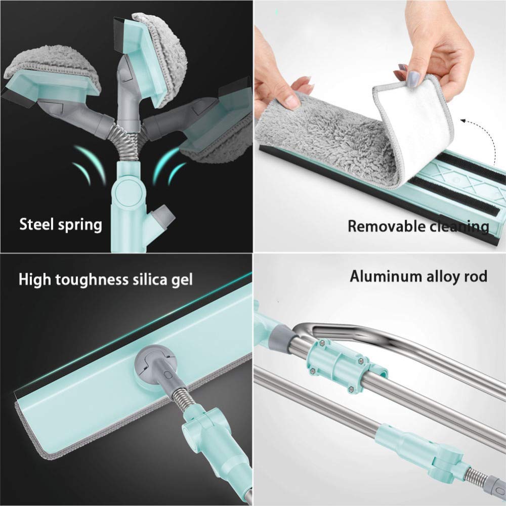 Pulitore per tergivetro Professionale per finestre, tergipavimento per Doccia 2 in 1 con Asta di prolunga, Strumenti per la Pulizia del Vetro per Asta per Finestra Alta Interna/Esterna