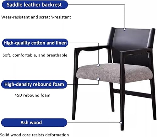 Miniatura 5 de Dining Chairs with backrest, Upholstered Kitchen Chair, Vintage Country Dining Chairs Set Wood Kitchen Chair, Armrests Optional(with armrests,4PCS)