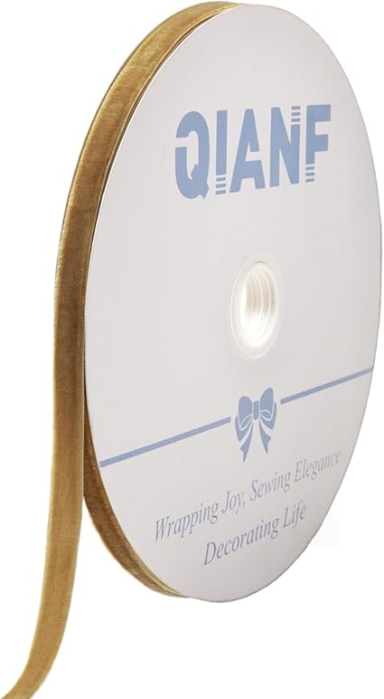 Vintage Khaki Velvet Ribbon, 3/8 Inch X 25Yd