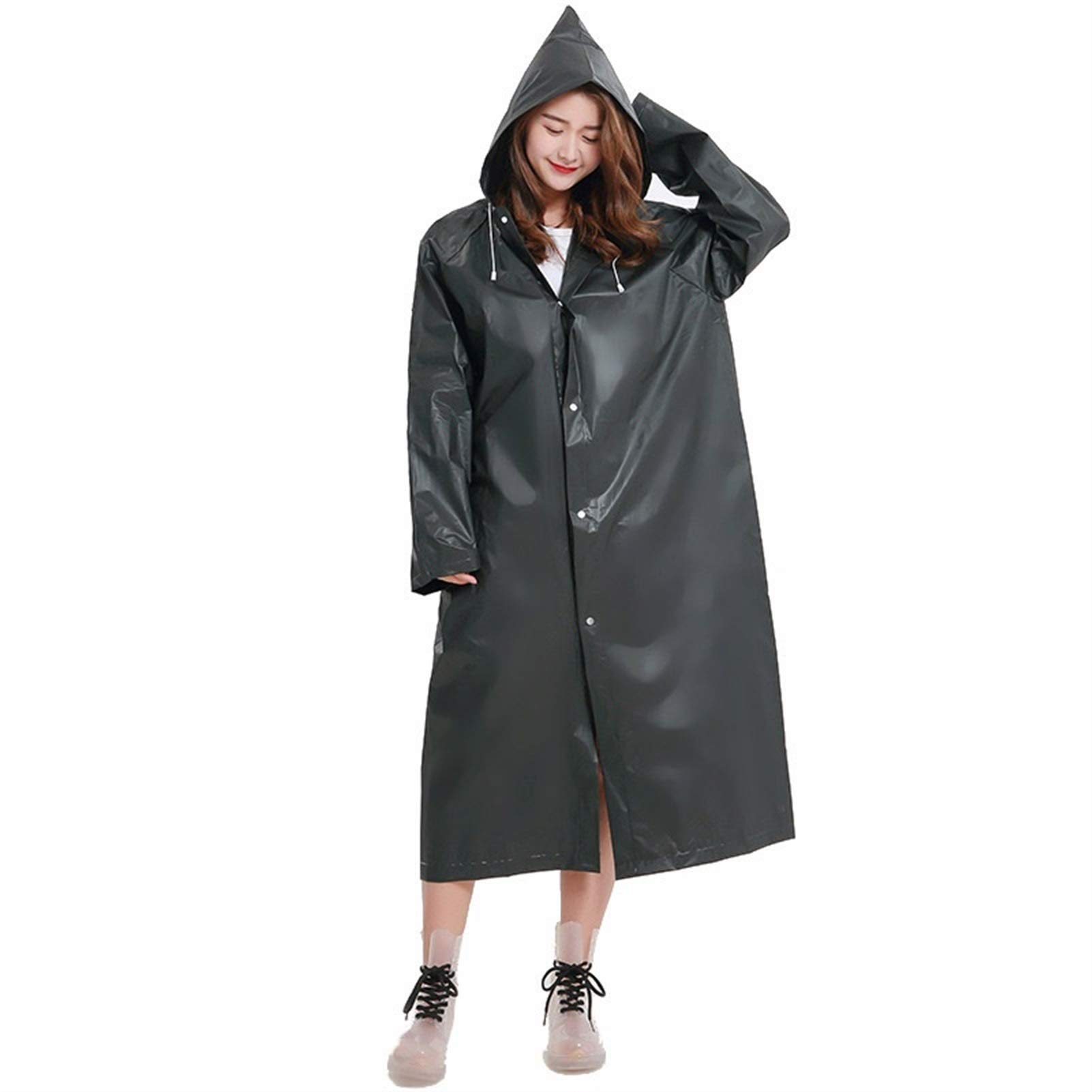 Femmes et Hommes imperméable imperméable imperméable Transparent Couverture de Pluie Poncho Manteau à Capuche Femme vêtements de Pluie (Noir Taille Unique)