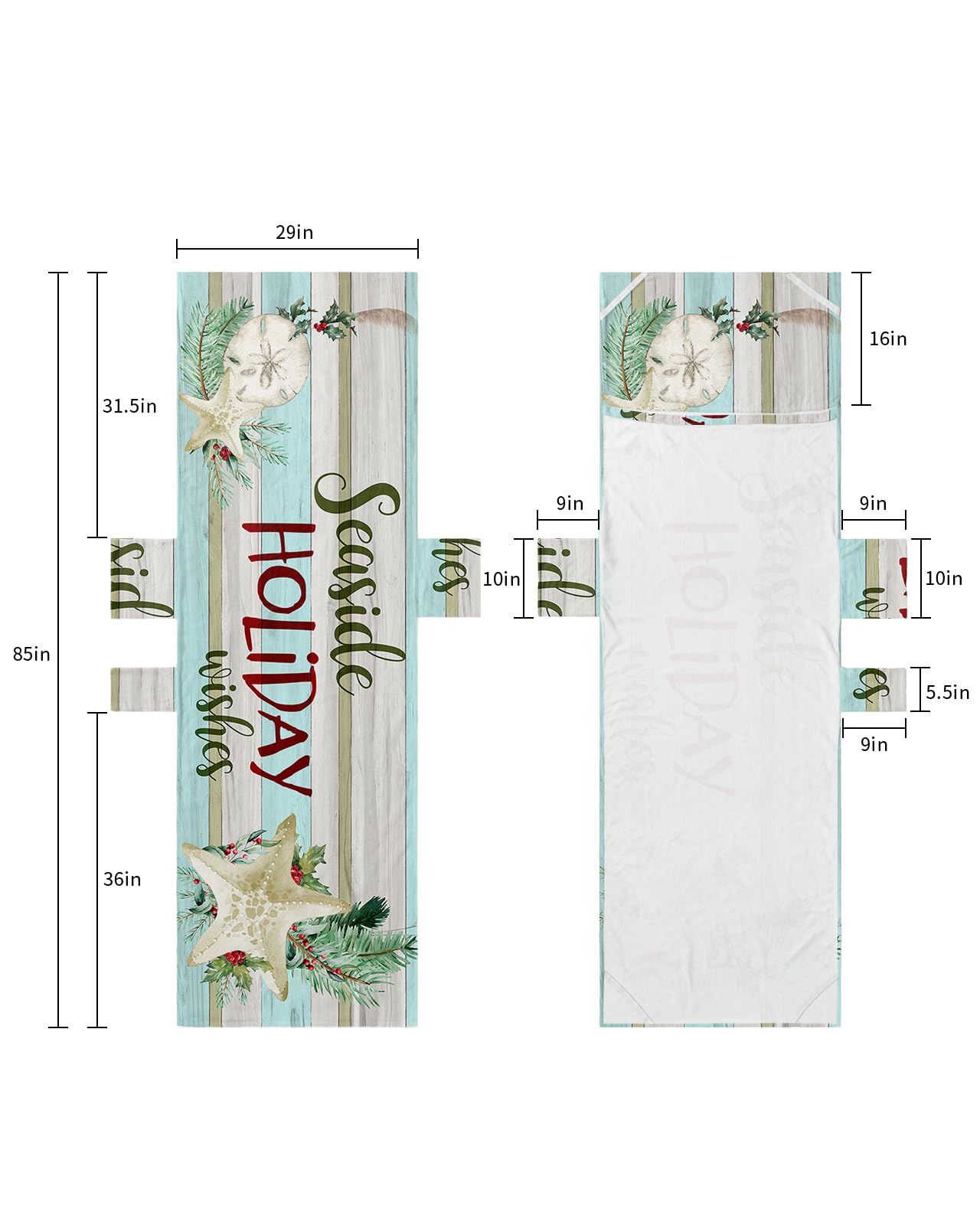 Coastal Christmas Beach Lounge Chair Towel Cover, Soft Chaise Lounge Towel with Side Pockets Patio Pool Chairs Cover for Beach/Pool Sunbathing 29x85 Seaside Holiday Wishes Xmas Beach Starfish