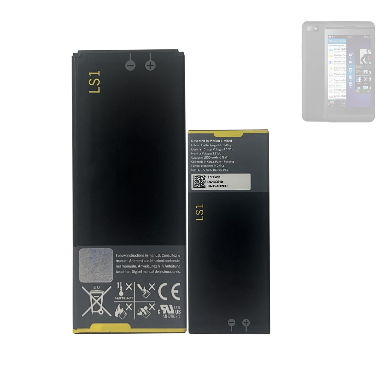HIGHAKKU Ersatzakku LS1 L-S1 BAT-47277-003 kompatibel mit Black-Berry Z10 P9982