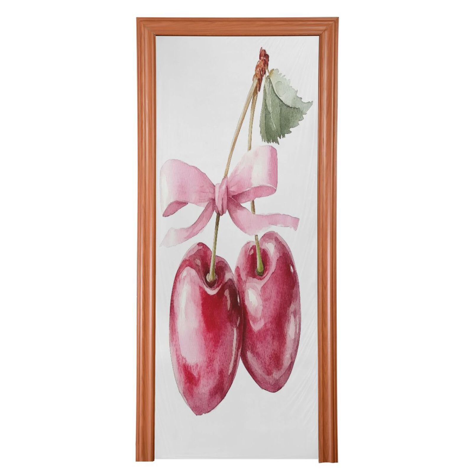 FLildon Watercolor Cherry Fruit Door Cover Decoration, Party Accessory Porch Decor for Festive Ornament Room Door Covers 32 x 79 Inch