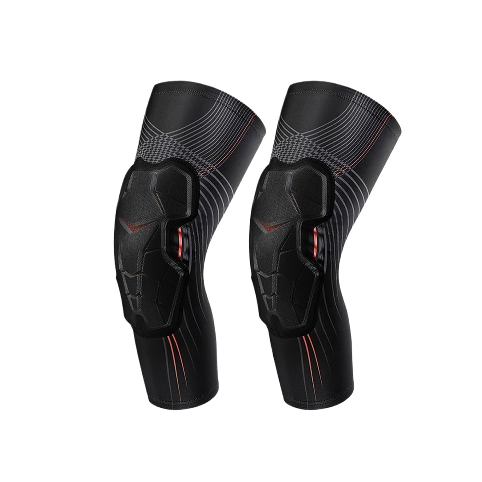 Genouillère Genouillères de Protection Anti-Collision, équipement de Sport, genouillères de Jambe de Gymnastique, Bandage Respirant, attelle de Genou de Basket-Ball(2 PCS Black Orange,M)