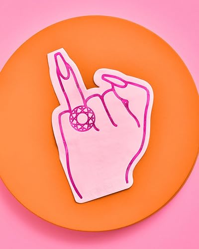 Miniatura 4 de xo, Fetti Servilletas de dedo con anillo para despedida de soltera, 25 unidades, oro rosa + servilletas de cóctel de 3 capas rosa, decoraciones de