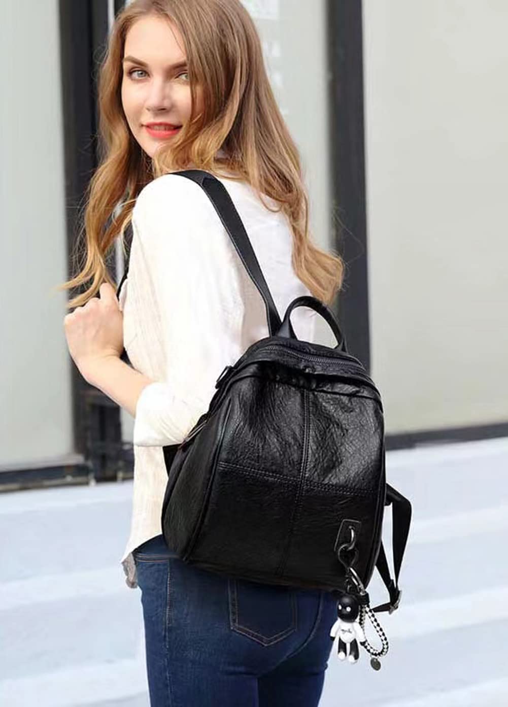 BUKESIYI Donna Borsa Zaino Elegante Zainetto Borse a Tracolla Zaini Antifurto Zainetti 2023 PU Pelle CCIT78302 Nero