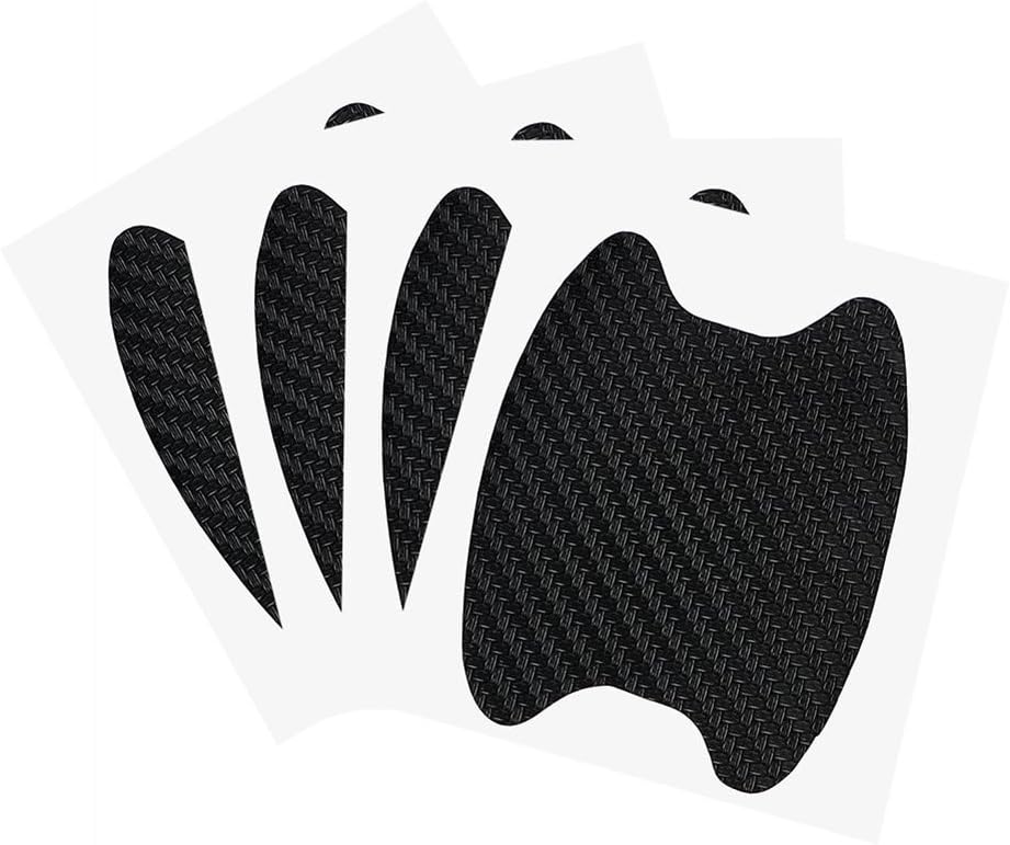 8pcs Universal 3D Carbon Fiber Car Door Handle Paint Scratch Protector Sticker Auto Door Handle Scratch Cover Guard Protective Film (Black)