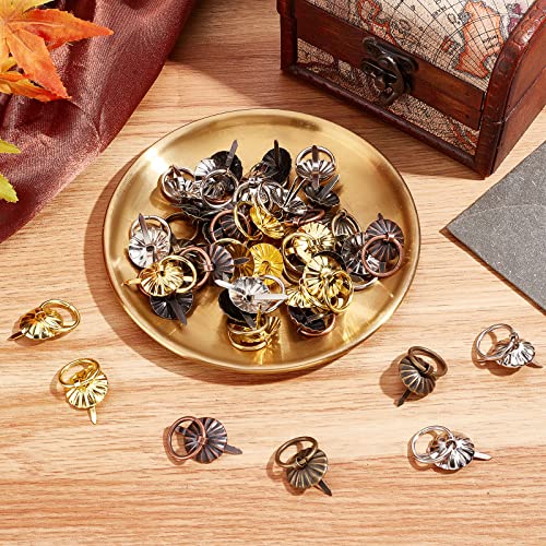 Image of GORGECRAFT 40PCS 4 Colors Metal Brad Fasteners with Pull Rings Mini Brad Paper Fasteners Scoreboard Handle Drawer Decoration Accessories for DIY Crafts Kitchen Bathroom Books