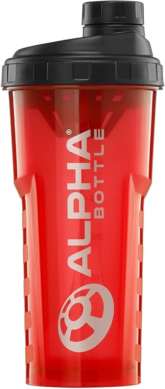 Alpha Designs | Protein Shaker Bottle 750ml with Leakproof Screw Cap | Pre Workout Gym Bottle Shaker for Protein Shakes | Red