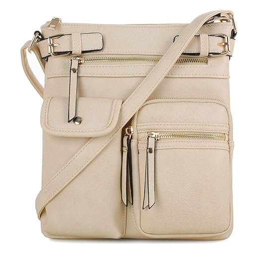 SG SUGU Katie Lightweight Medium Crossbody Bag Shoulder Bag with Multi Pocket for Women | Off-White