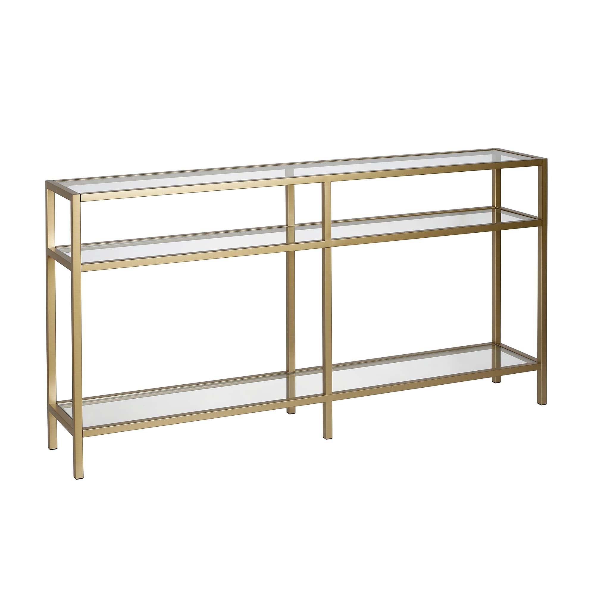 Henn&Hart 55" Wide Rectangular Console Table in Brass, Entryway Table, Accent Table for Living Room, Hallway