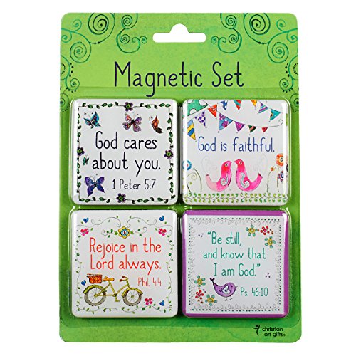 Christian Art Gifts MGS018 Whimsical Refrigerator Magnets With Scripture 1 Peter 5:7 Inspirational Bible Verse - Everyday Blessings Fridge Magnet Set Of 4, Glossy Magnets Home & Kitchen Decoration Pack Of 4 thumb #1